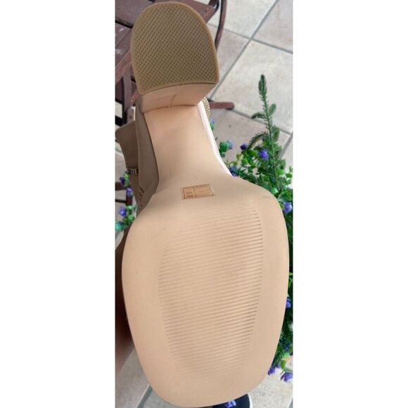 Vivianly Women Platform Boots Chunky High Heel Ankle Bootis Square Toe Nude SZ 9 - Picture 4 of 6